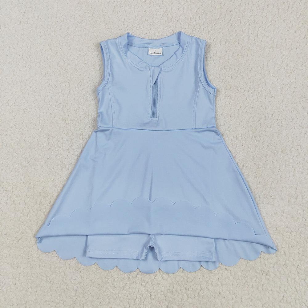 GSD2088  Baby Girls Blue Yoga Zip Active Wear Skort Knee Length Dresses D 4.11