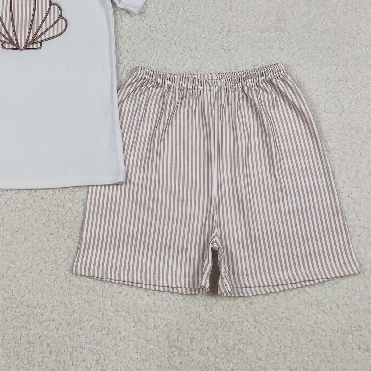 Baby Boys Embroidered Shells Shirt Top with Stripe Shorts Clothing Set for Newborn Boys Baby Boy Outfits Baby Clothes Set