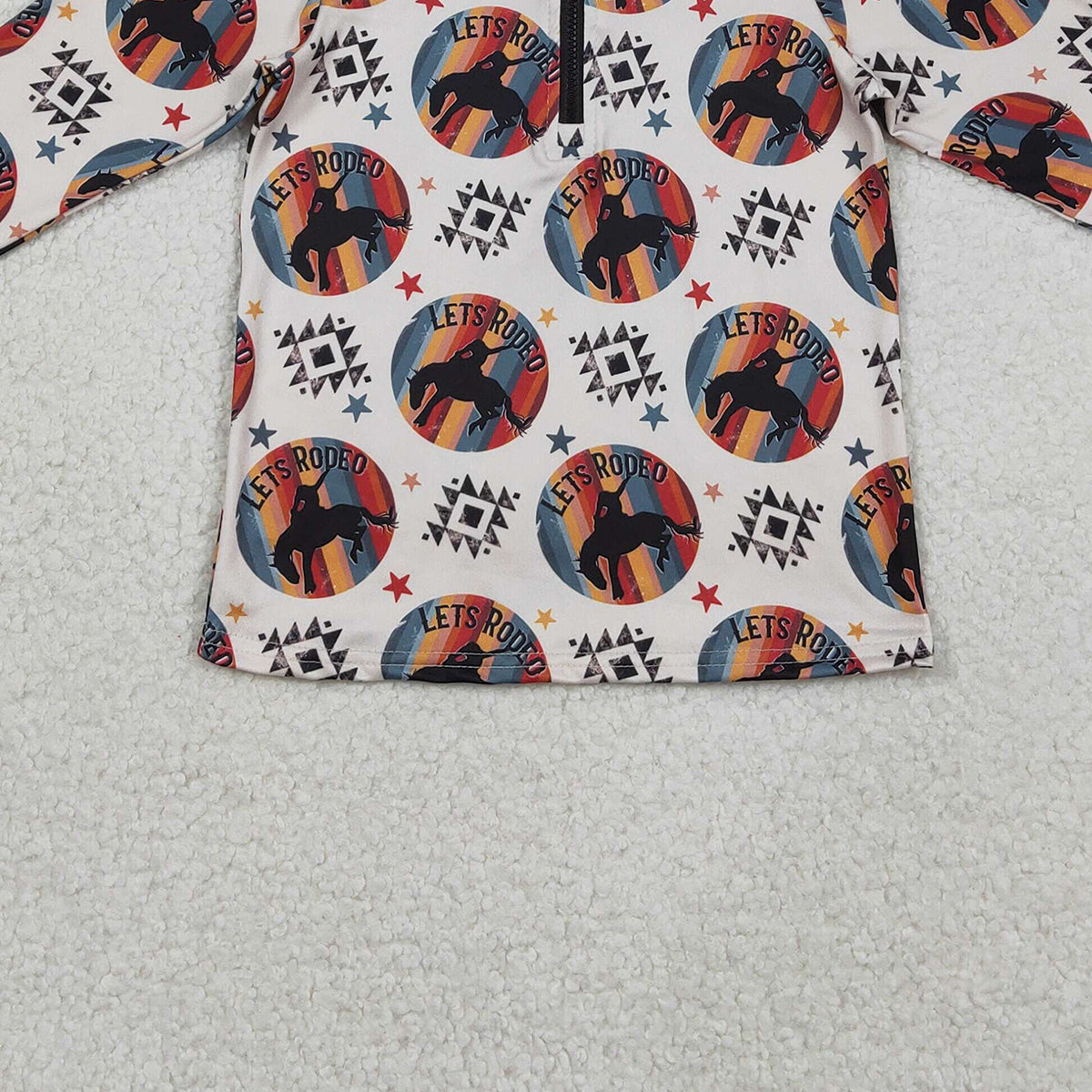 Baby Boys Long Sleeve Aztec Horse Rodeos Western Zipper Pullover Top Comfortable Soft Cotton Outfit for Infants