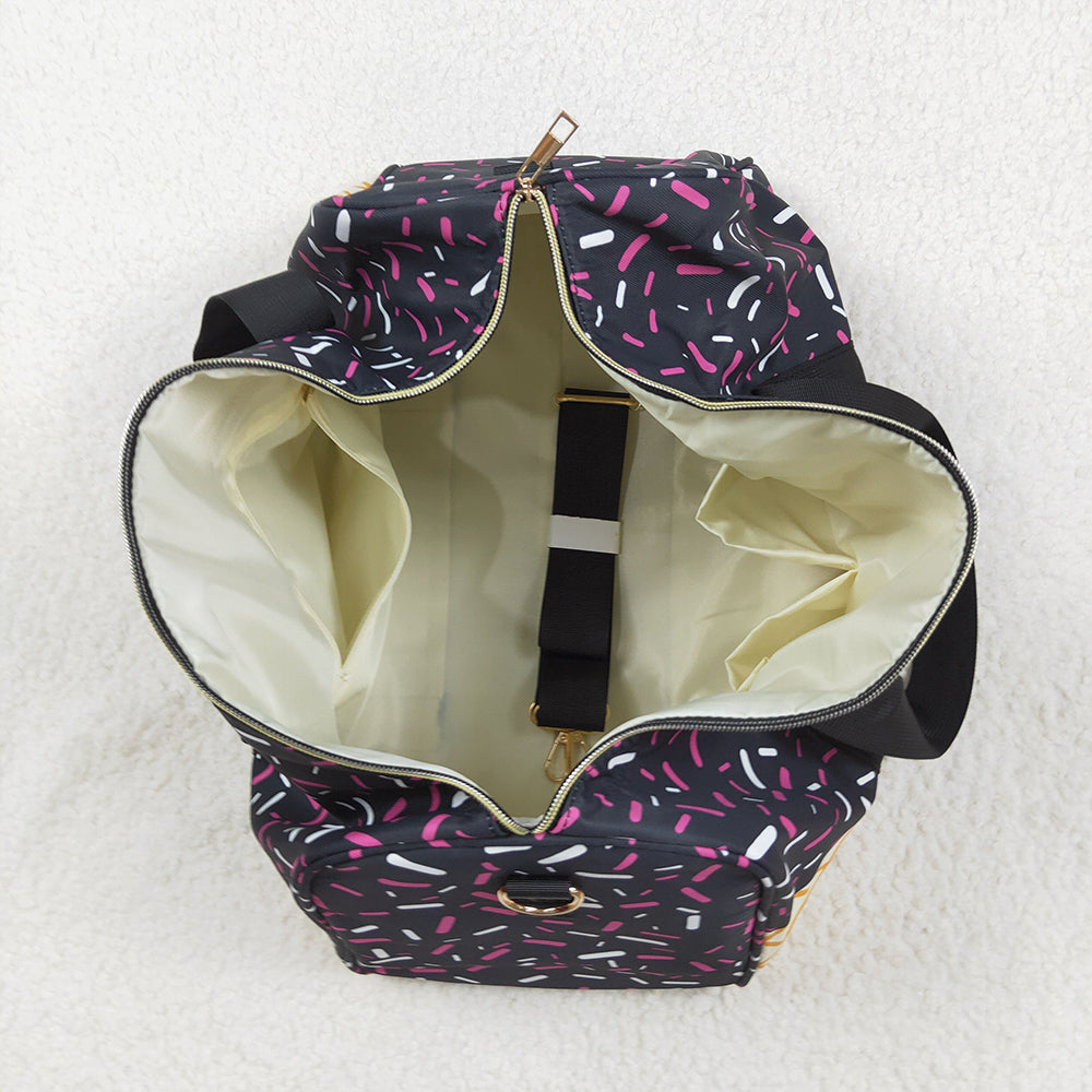 BA0303 Black Ice Cream Drip Zipper Gym Bag