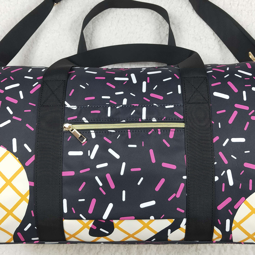 BA0303 Black Ice Cream Drip Zipper Gym Bag