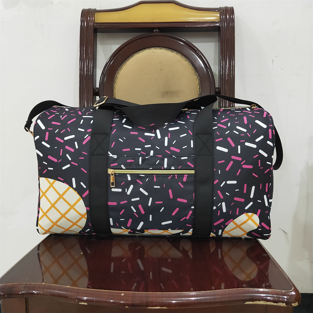 BA0303 Black Ice Cream Drip Zipper Gym Bag