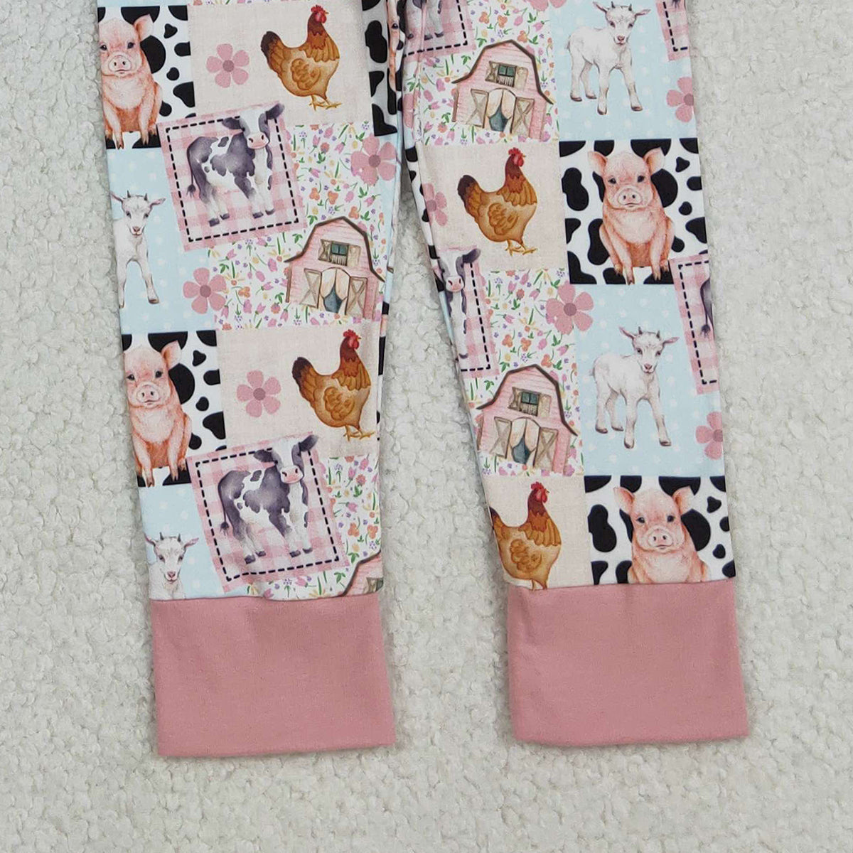 Baby Girls Farm Pajamas Set with Pigs And Chicks Design Top And Pants Sleepwear for Infants