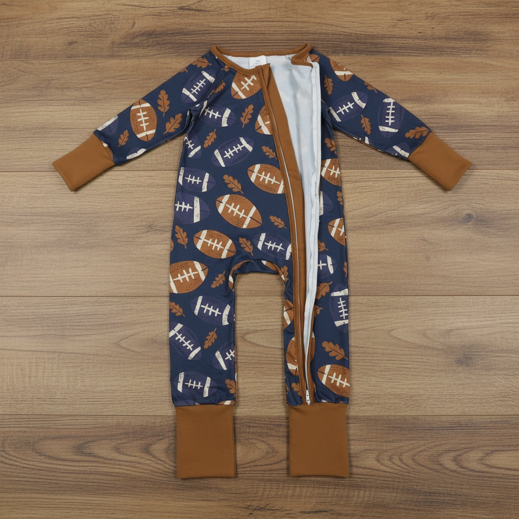 football print infant boy zipper sleeper