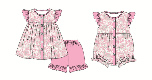 Custom baby girls pink flowers rompers  D 3.25