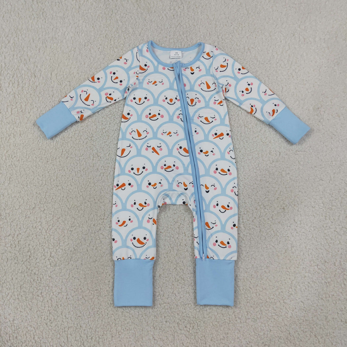 LR3166 blue snowman rainbow pj sleeper baby clothes