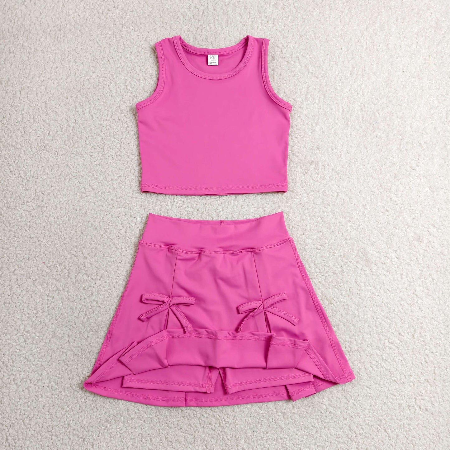 solid hot pink athletic skort outfit girls clothes