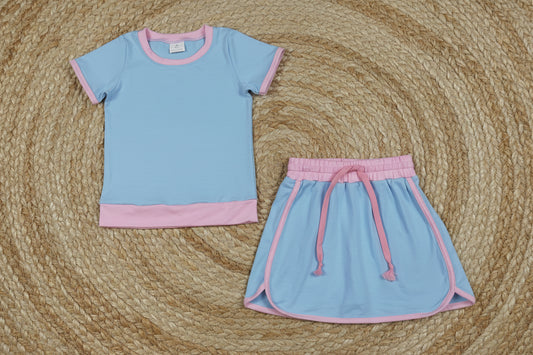 solid pink blue skort set girls clothing