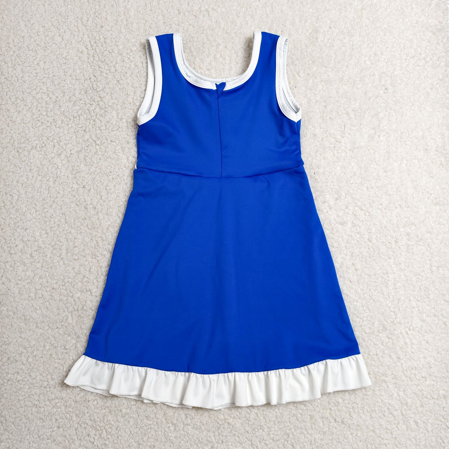 solid royal blue white ruffle athletic dress