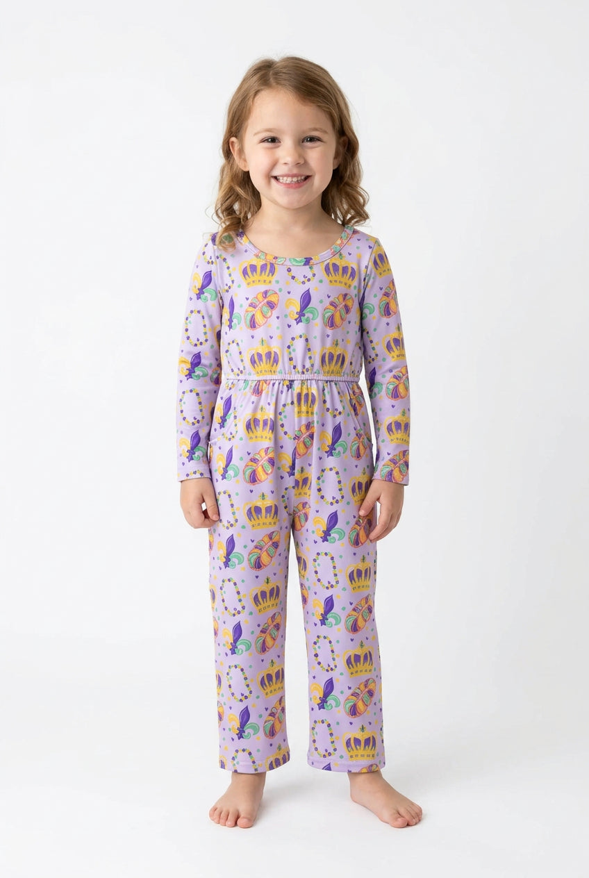 mardi gras long sleeve jumpsuit