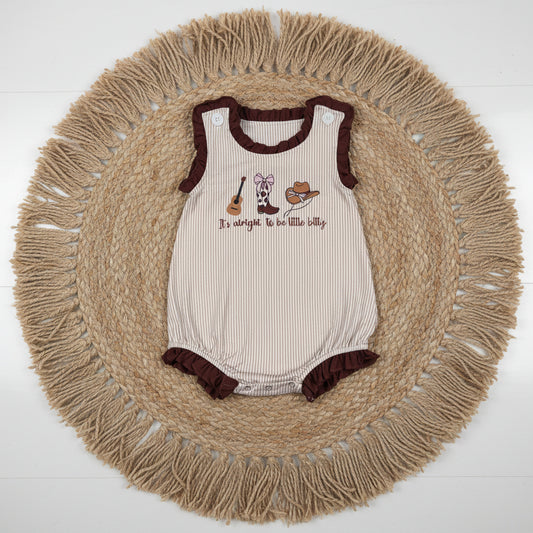 SR3336 it's alright to be little bitty striped bubble romper baby girl clothes
