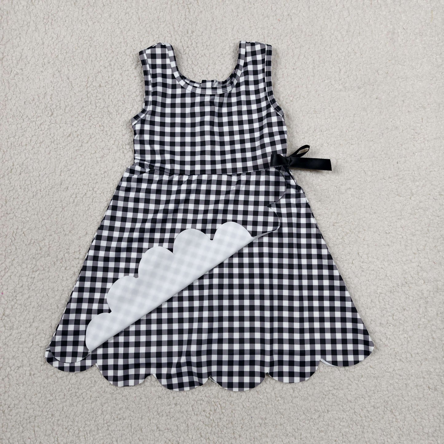 black gingham scallop athletic dress