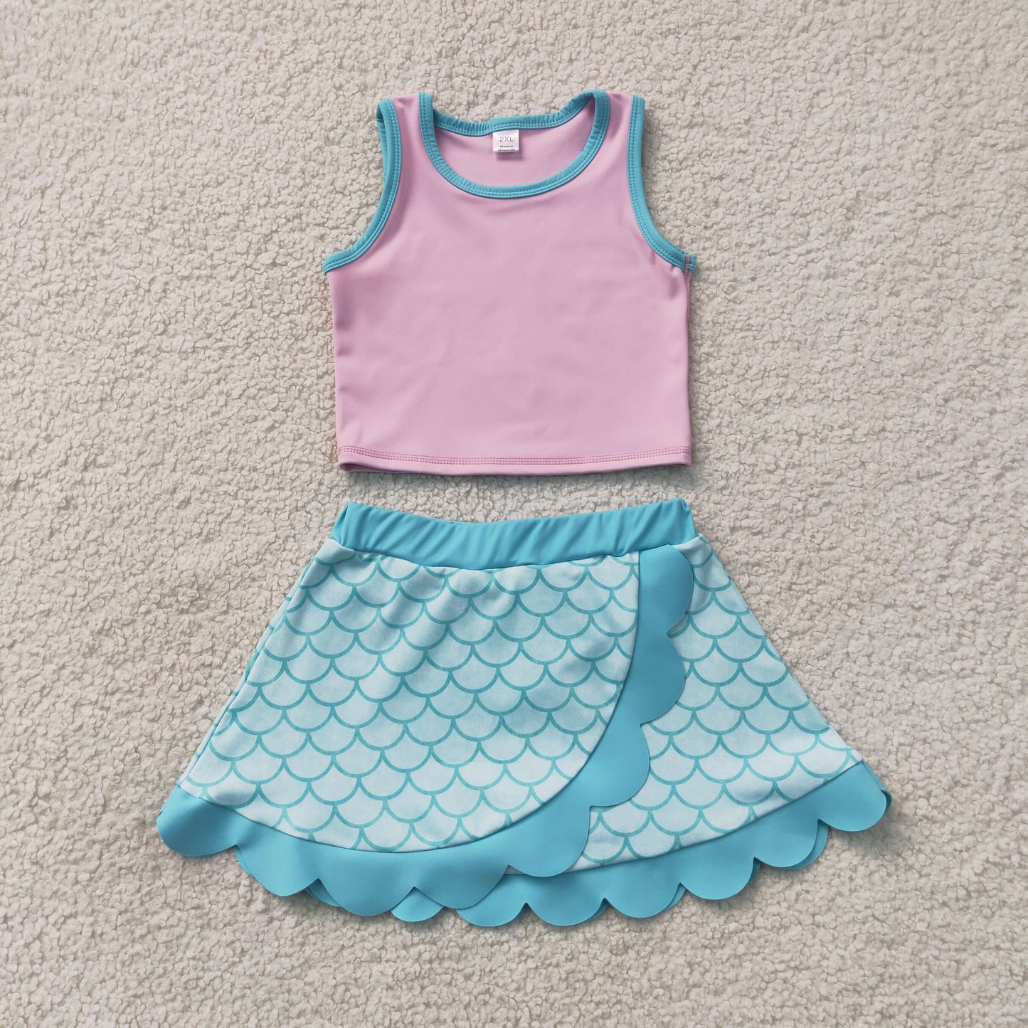 athletic mermaid scallop skort outfit girls clothes