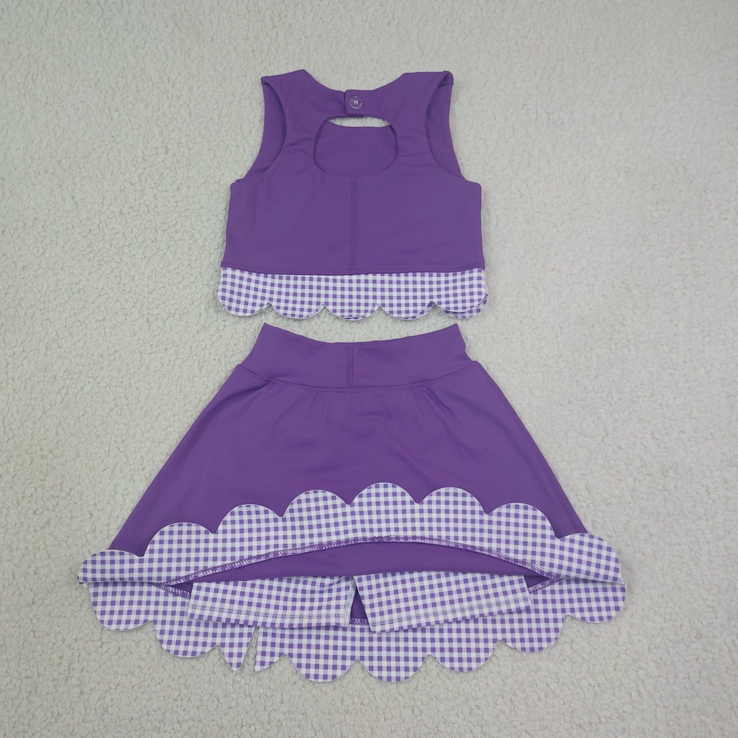 purple gingham scallop athletic skort outfit girls clothes