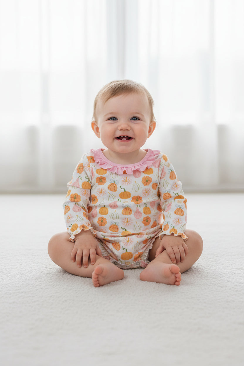 LR3098  long sleeve fall pumpkin girl romper