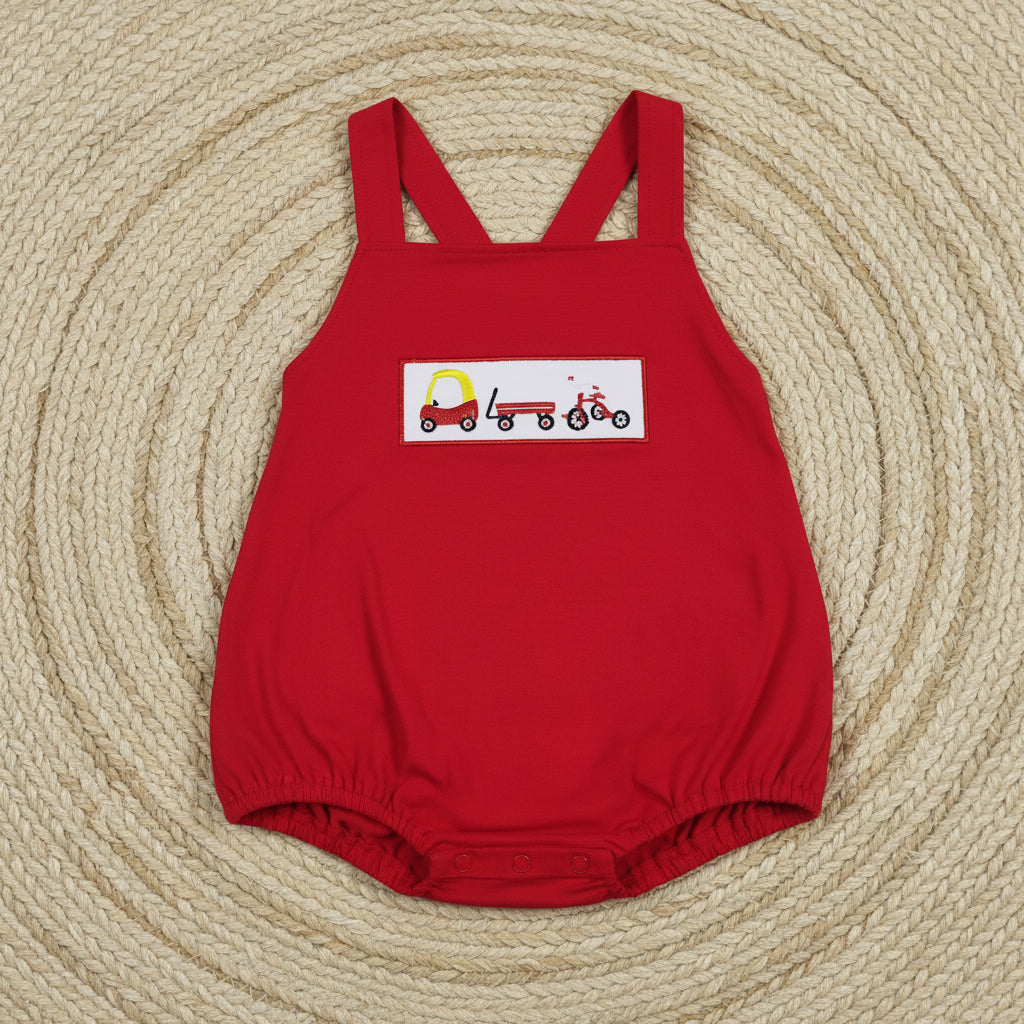 SR2849 strap target embroidery bubble romper baby boy clothes