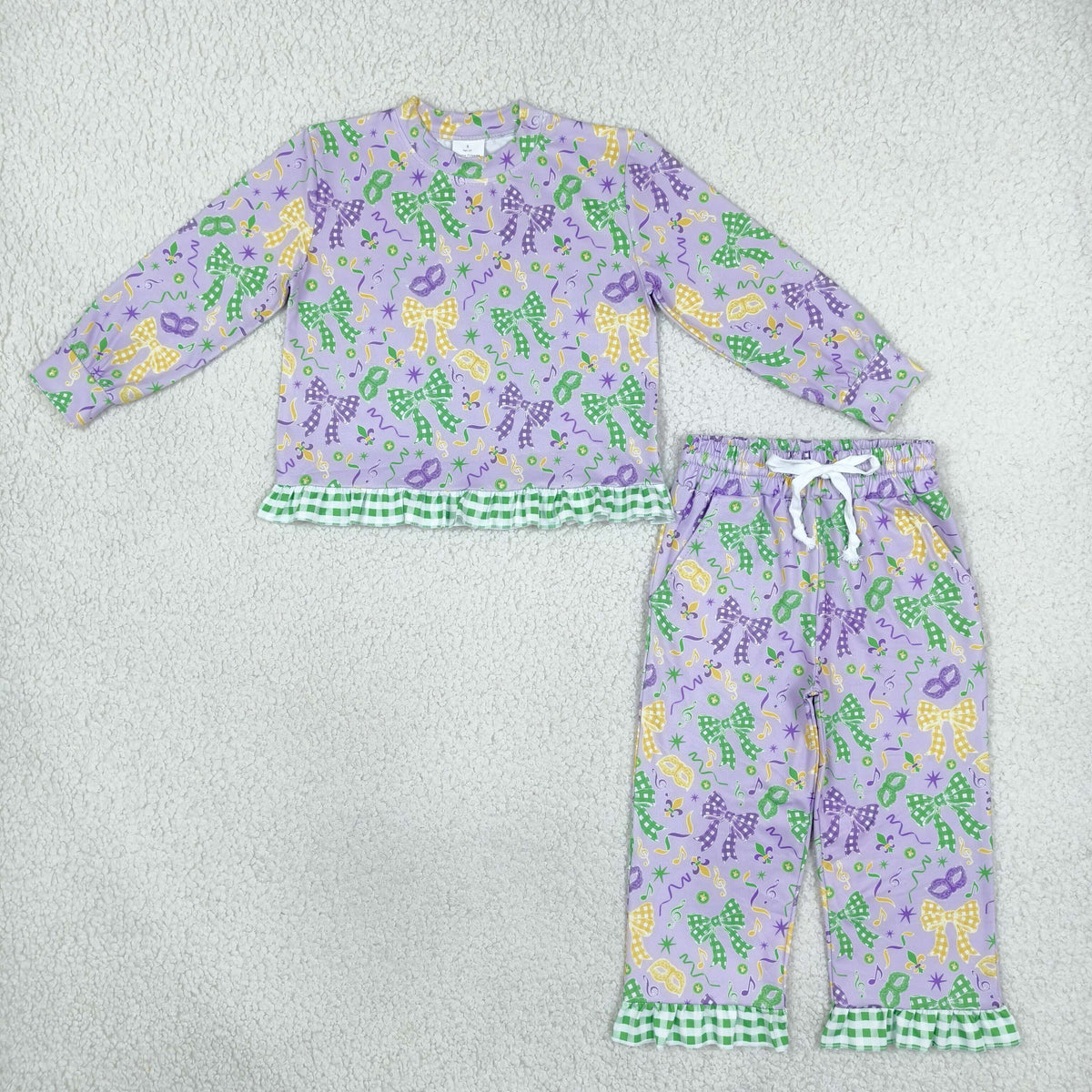 mardi gras coquette outfit with ruffle trim