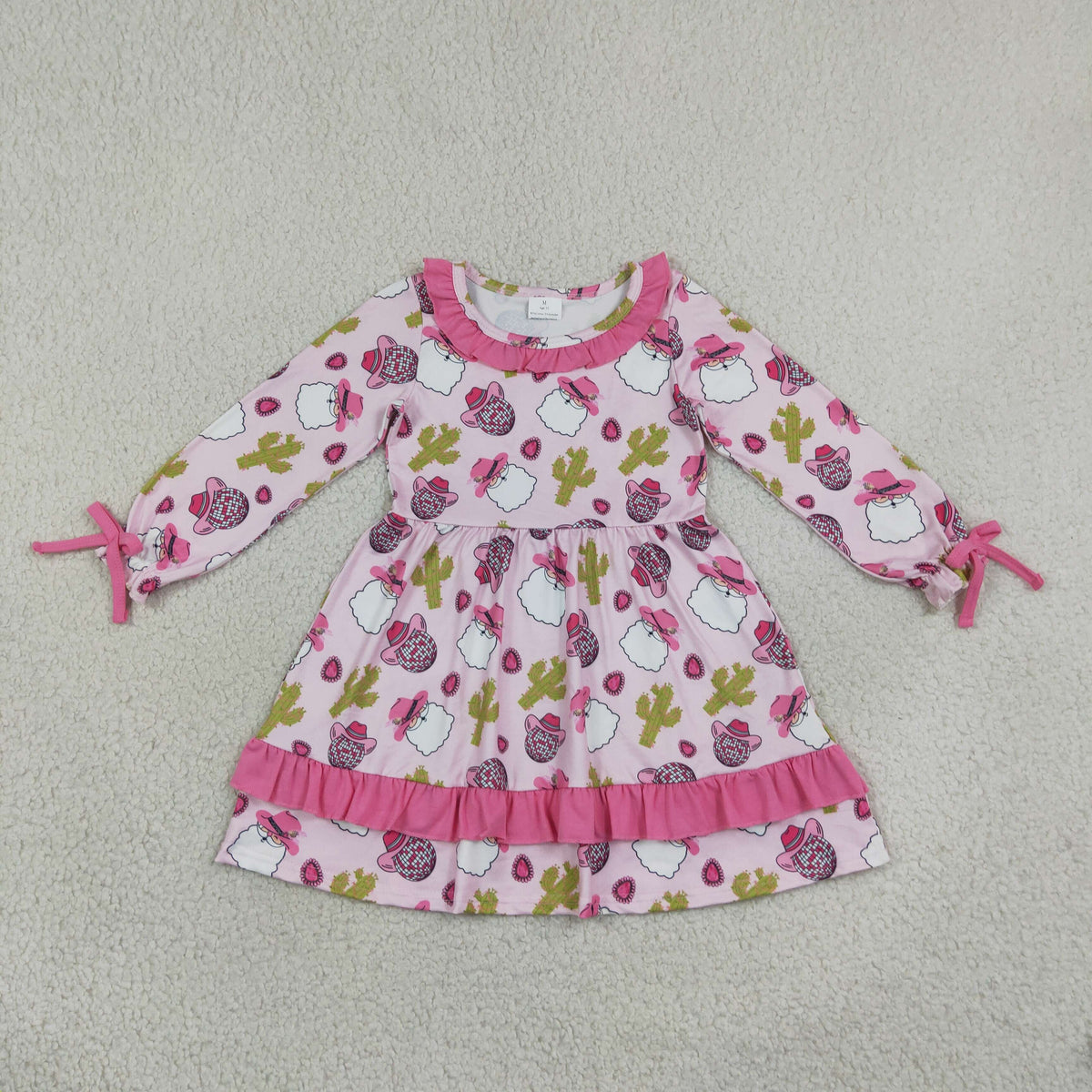 pink ruffle howdy santa Christmas dress