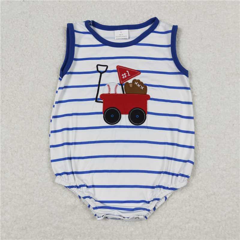 Match Baby Boys Blue Stripes Baseball Shirts Shorts Rompers Clothes Sets D 3.27
