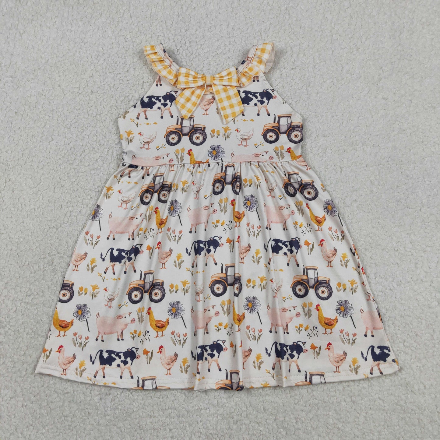 sleeveless farm animal tractor dress