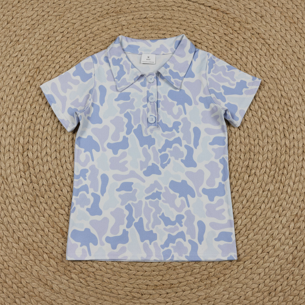 blue camo boys polo