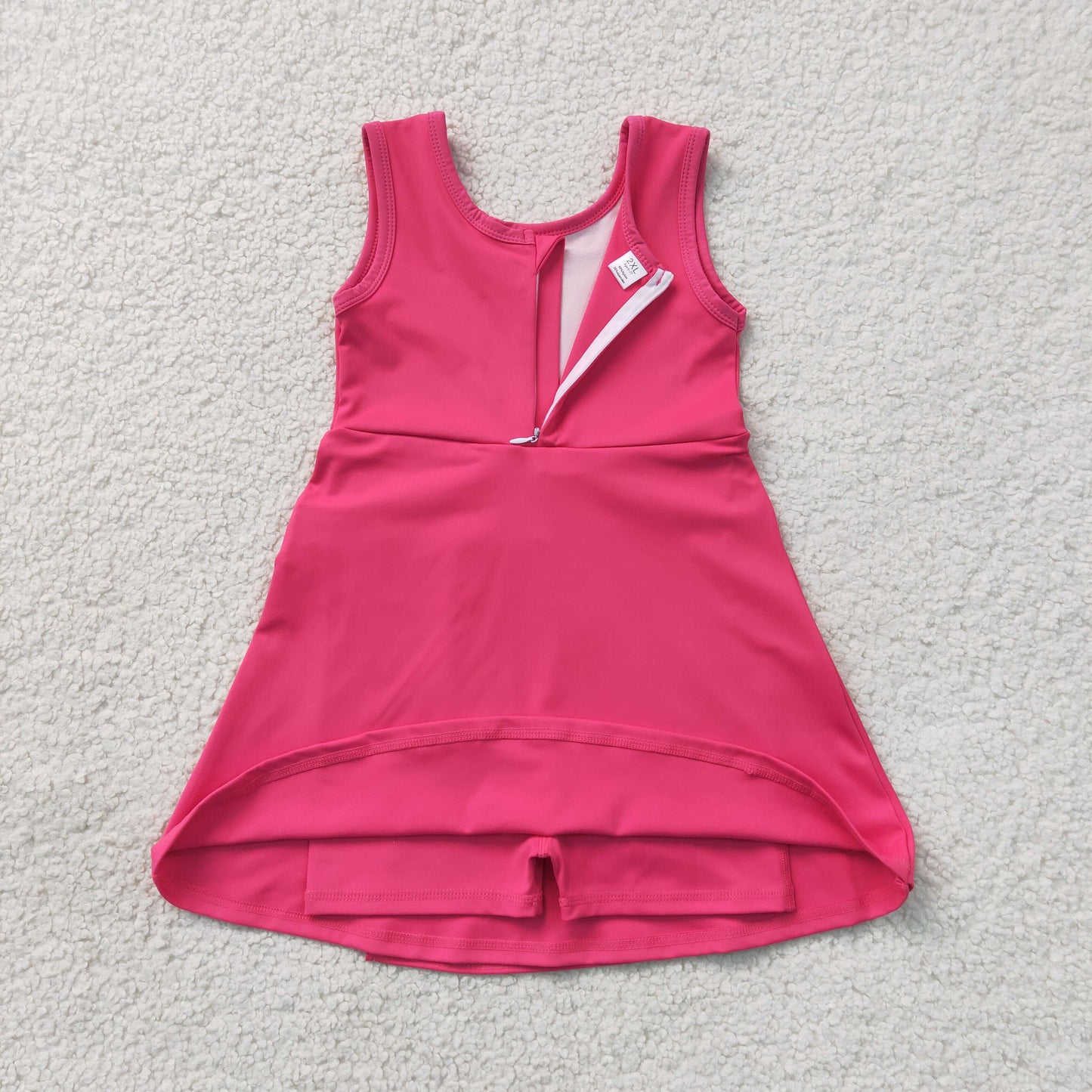 sleeveless solid hot pink athletic dress
