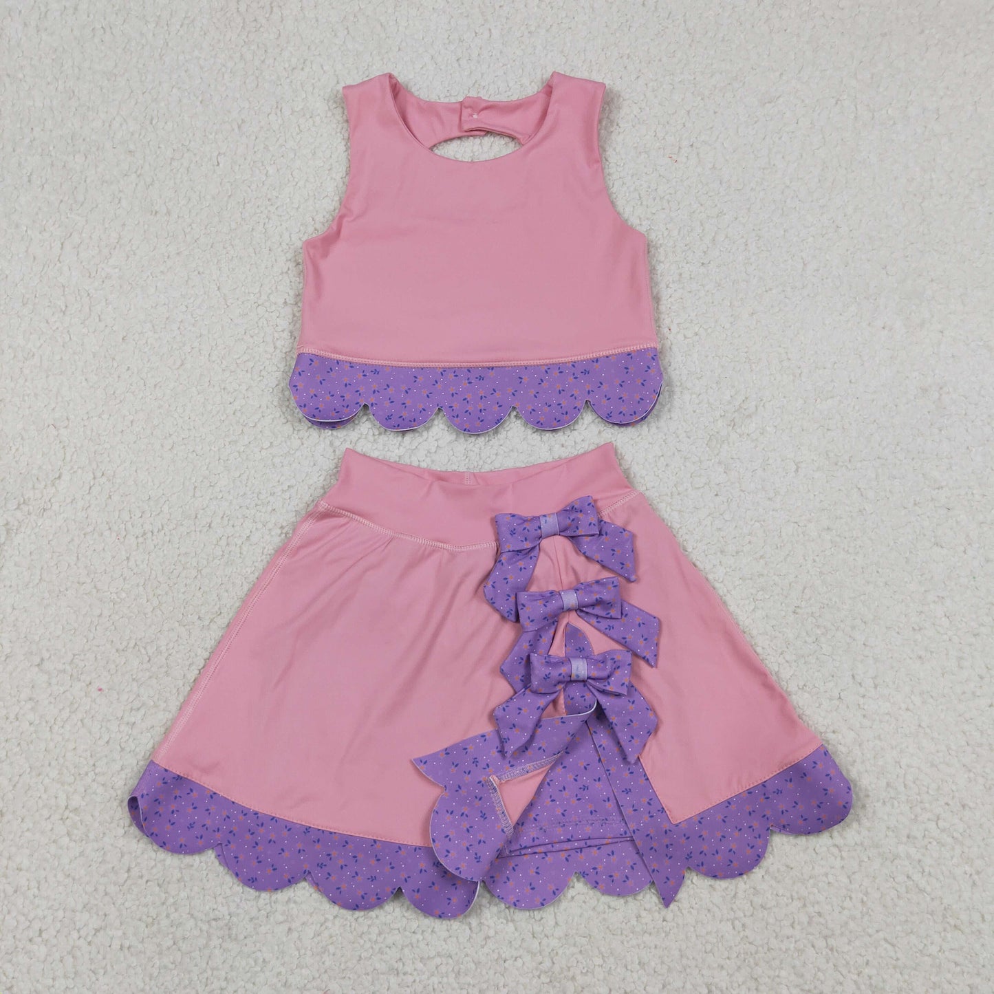 pink coquette scallop athletic skort outfit girls clothes