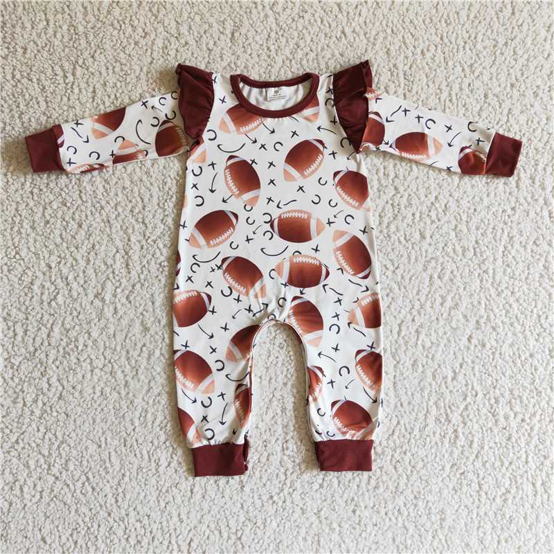 Match Baby girls baseball brown ruffle fall pants clothes sets romper  D 3.27
