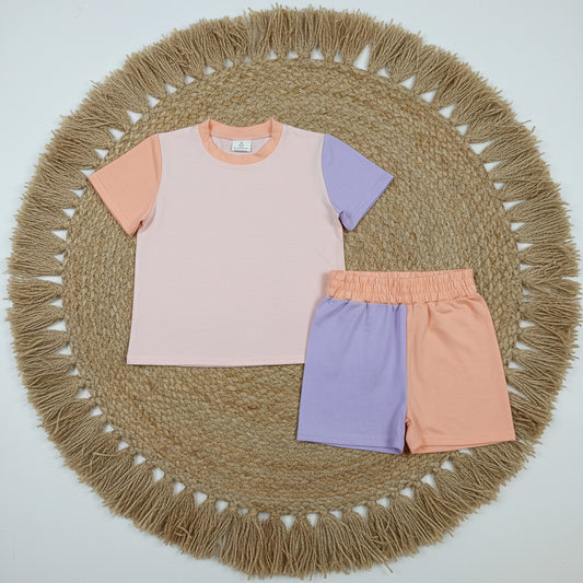 cotton colorful girl shorts set summer girl clothing