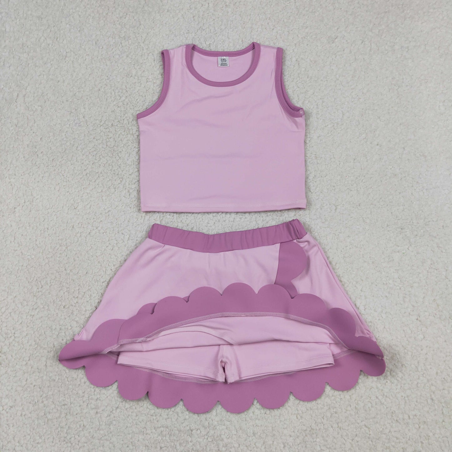 solid lavender scallop athletic skort outfit girls clothes