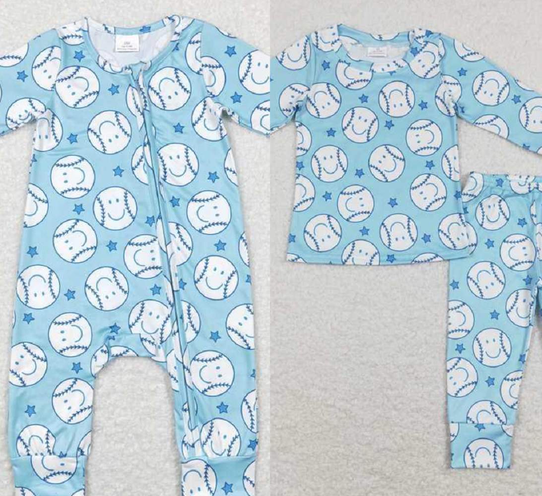 Match Baby Boys Blue Baseball Shirt Pants Pajamas Clothes Sets Romper D 3.27