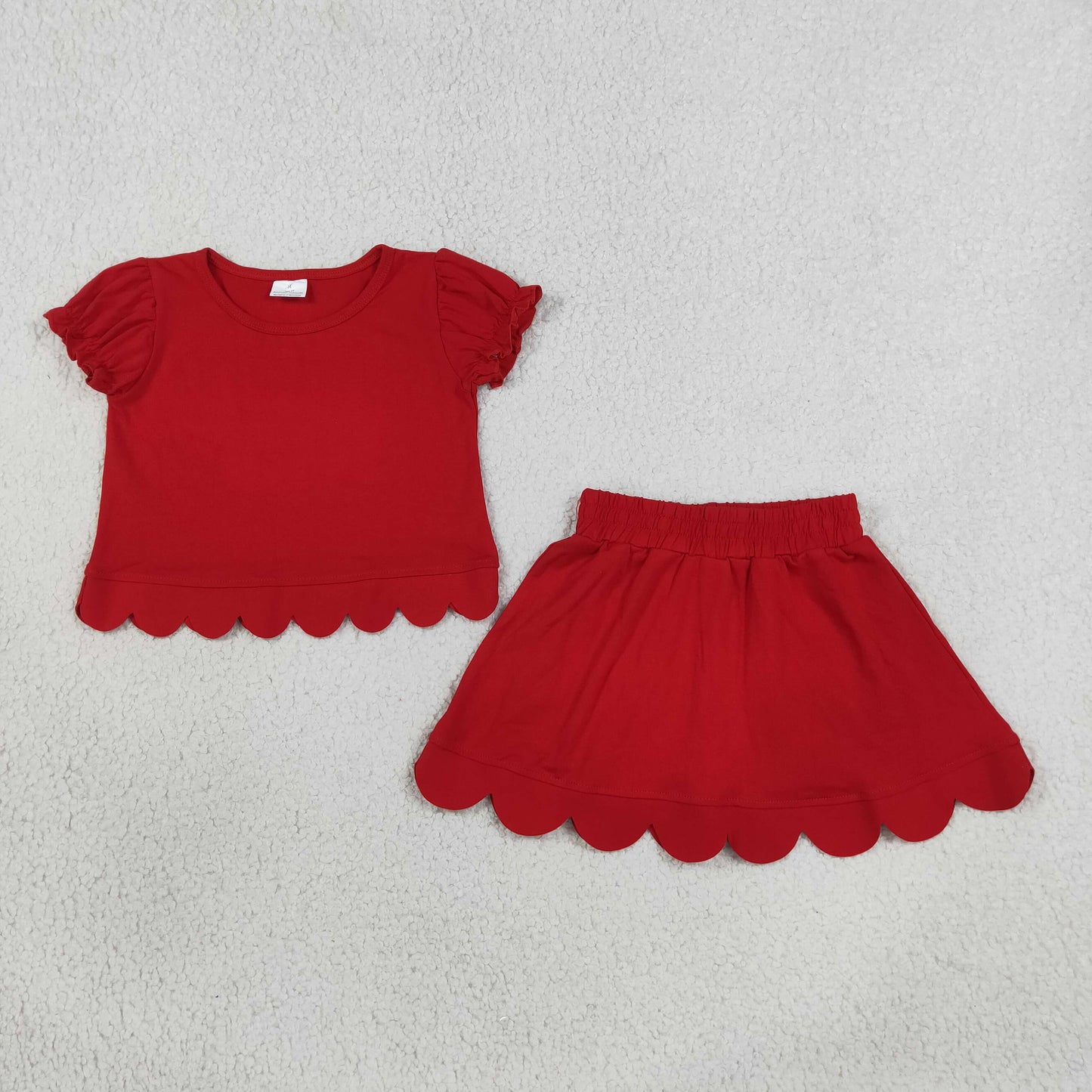 solid red scallop skort outfit girls clothes