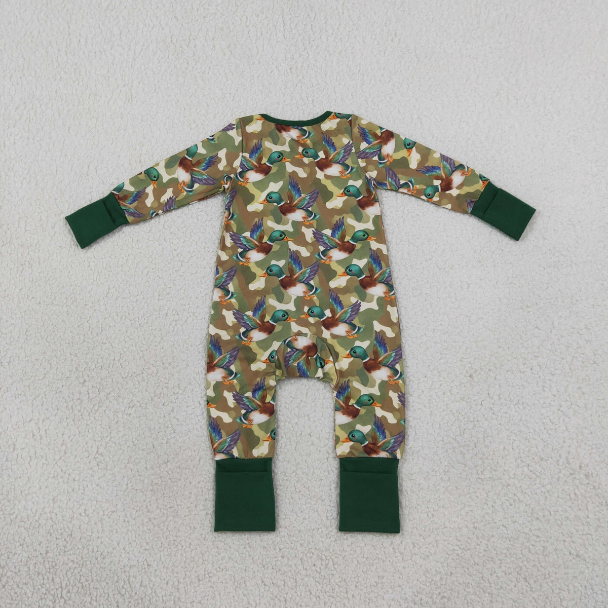 LR3249 camo mallard print zip sleeper zippy baby pj
