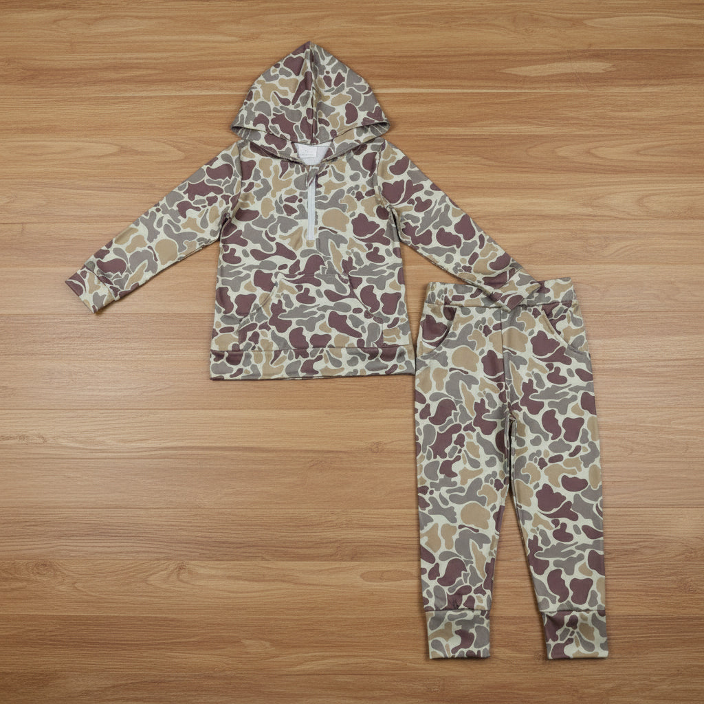zip  hoodie camo jogger set fall boy outfit kids clothing