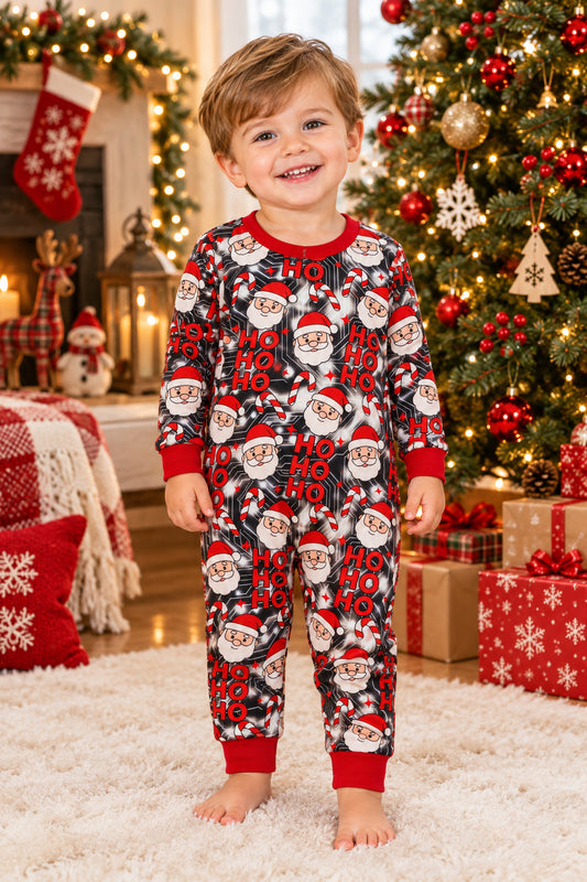 LR3162 hohoho santa print Christmas boy romper
