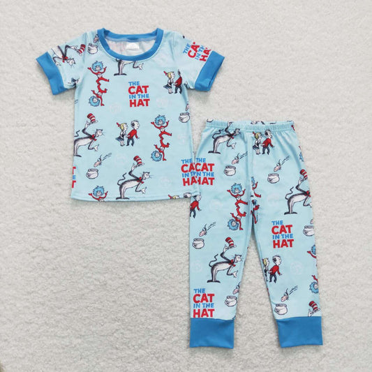 BSPO0185 blue short sleeve trousers suit