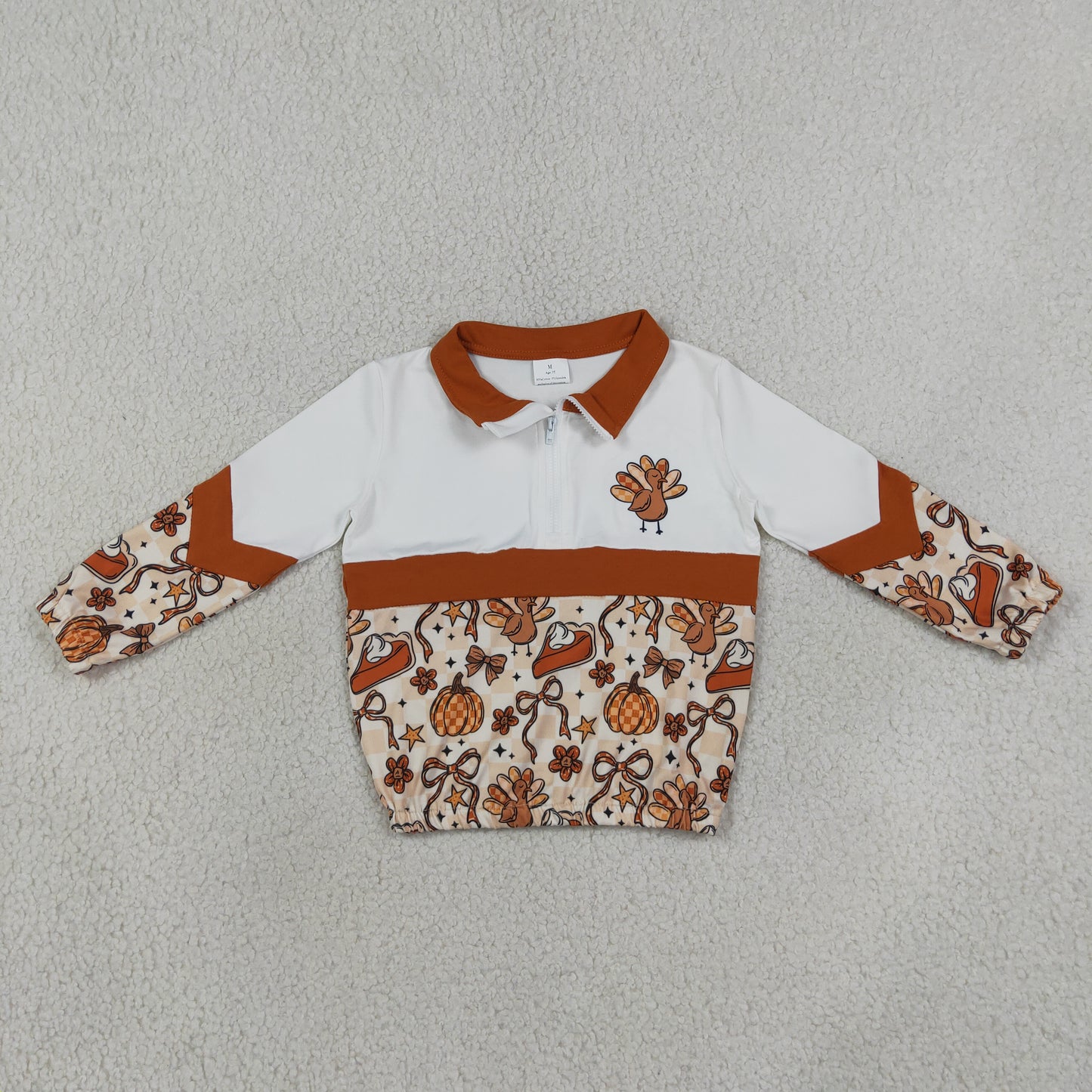 long sleeve turkey print zipper up camo pullover