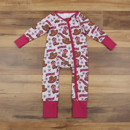 pink howdy cowgirl zipper sleeper