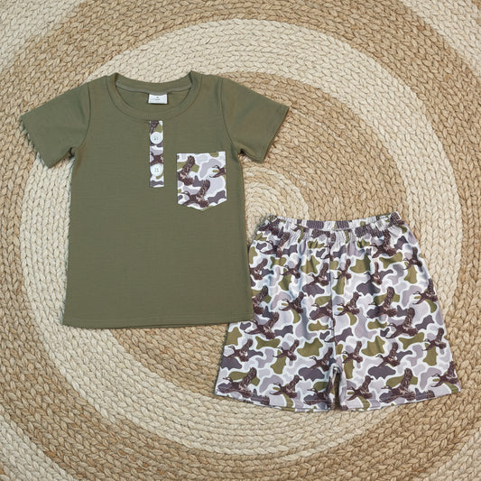 camo mallard pocket tee boy shorts set kids clothing