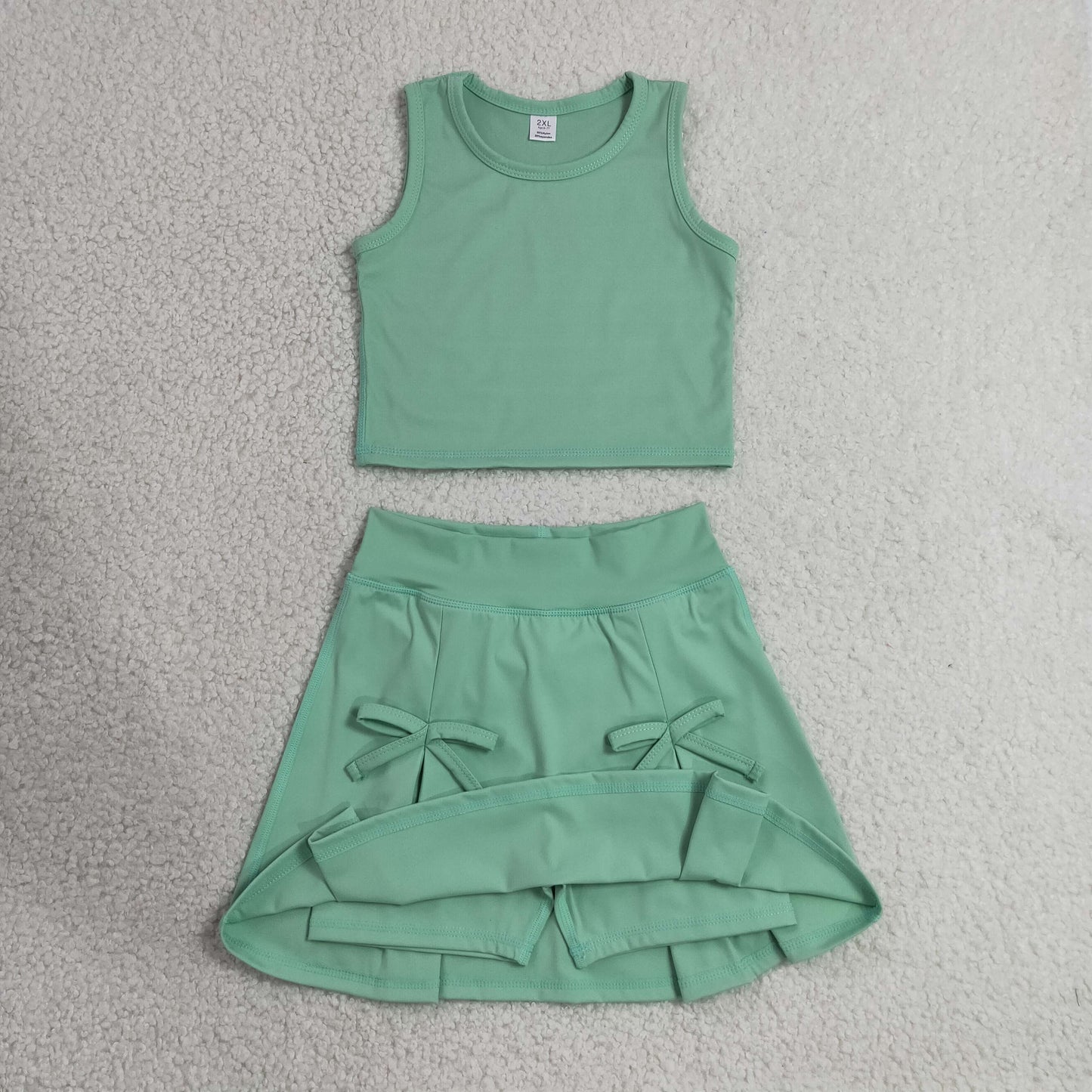 solid teal athletic skort outfit girls clothes