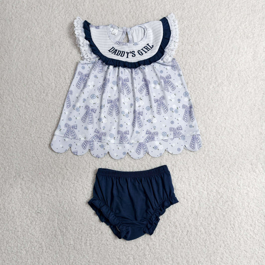 daddy's girl coquette embroidery smock scallop bummie set