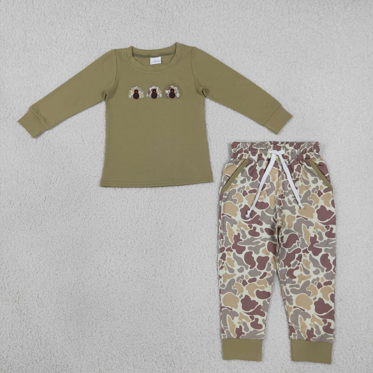 camo turkey embroidery joggers boy outfit