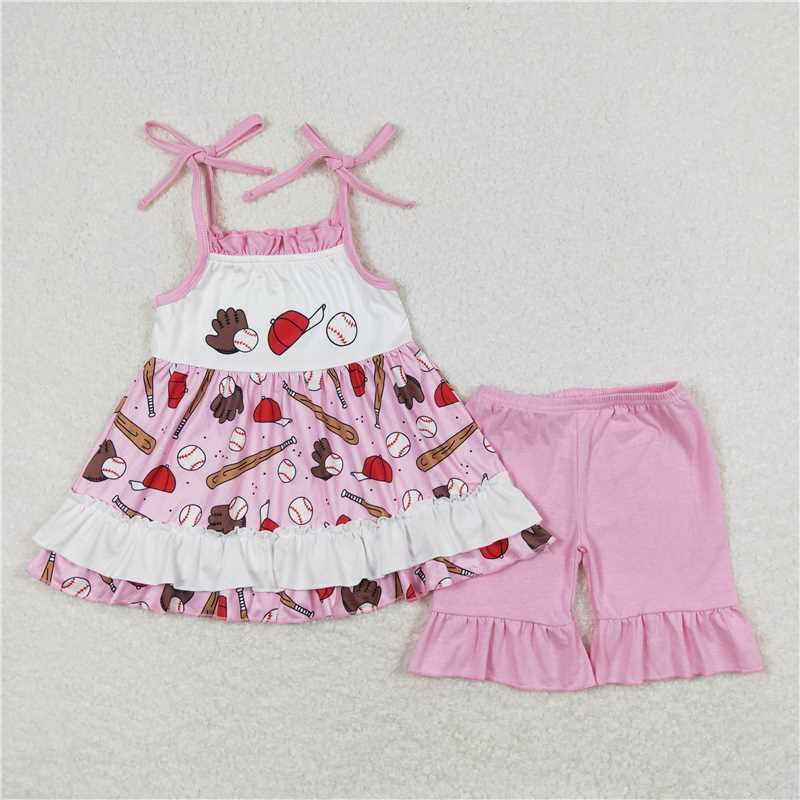 Match Baby Girls Boys Baseball Straps Pink Set Rompers  D 3.27