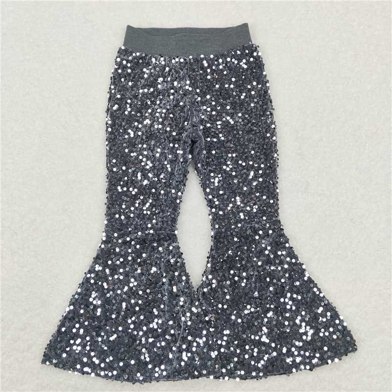 Match Hot Sale Baby Girls Toddler Brithday Party Sequin Glitter Bell Bottom Pants 1-7    D 6.25