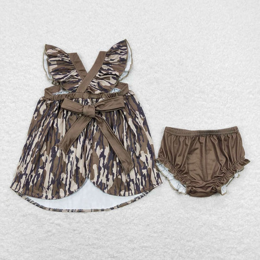 GBO0272 Army green camouflage bow top briefs set
