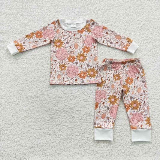 GLP0572 Floral off-white long-sleeved trouser suit