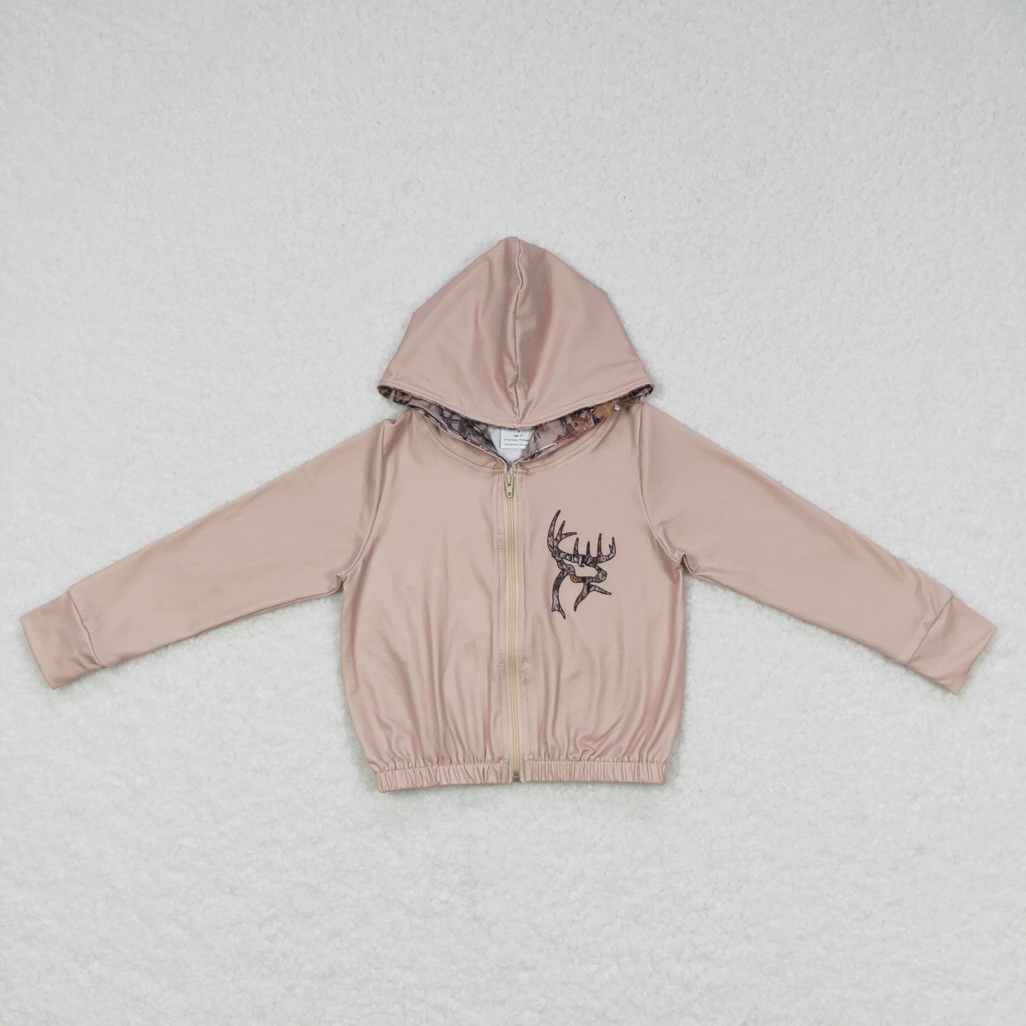 GT0334 Elk Brown Zip Hooded Long Sleeve Top+P0309 branch camouflage trousers