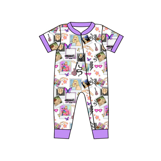 preorder SR1388 Newborn Baby Girls Pop Zipper Romper