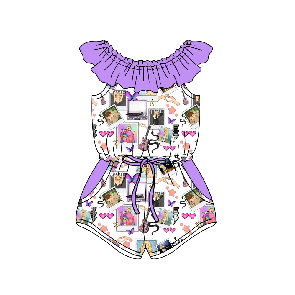 preorder SR1389 Newborn Baby Girls Pop Singer Zipper Romper