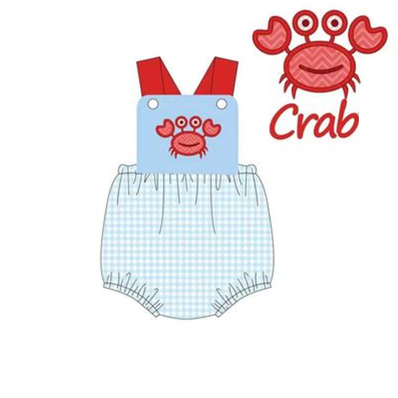 preorder SR1467 Crab blue plaid red overalls jumpsuit